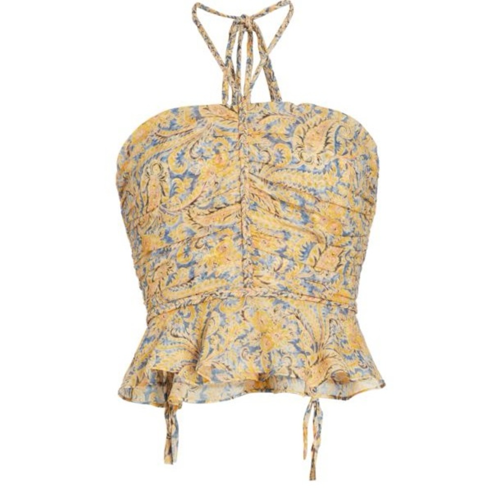 Veronica Beard Adrienne Gathered Haltered Top